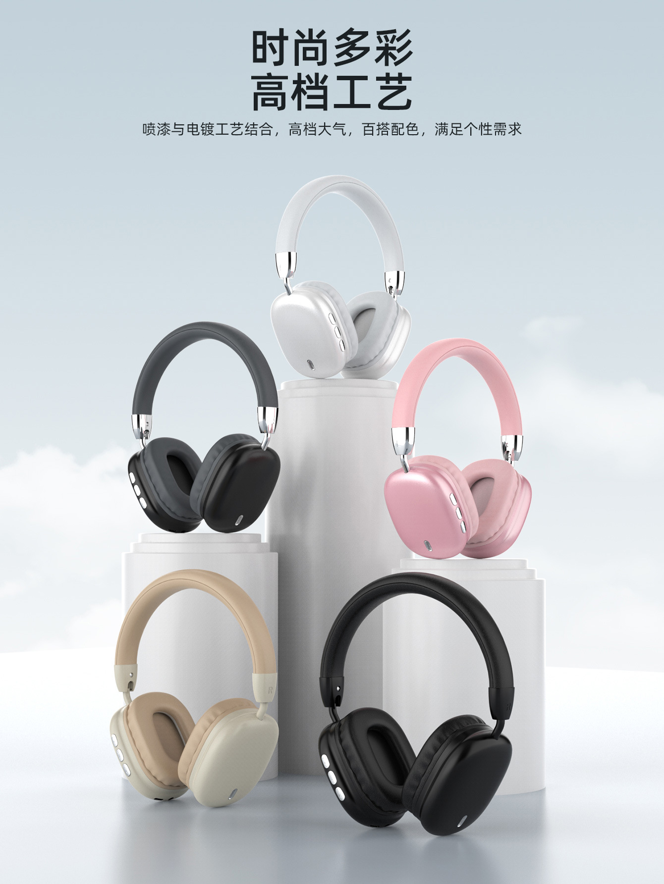 New cross-border bestseller B36 over-ear Bluetooth headphones, wireless computer, e-sports, gaming with microphone, sports, C-port for girls pic 3