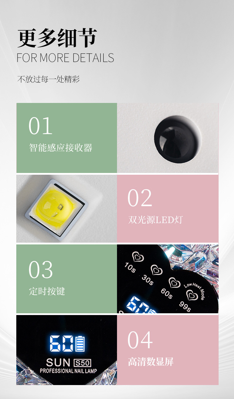 The manufacturer supplies S50 dual-source high-power nail lamp, nail light therapy, long-lasting intelligent sensor nail lamp, and nail one-line lamp pic 11