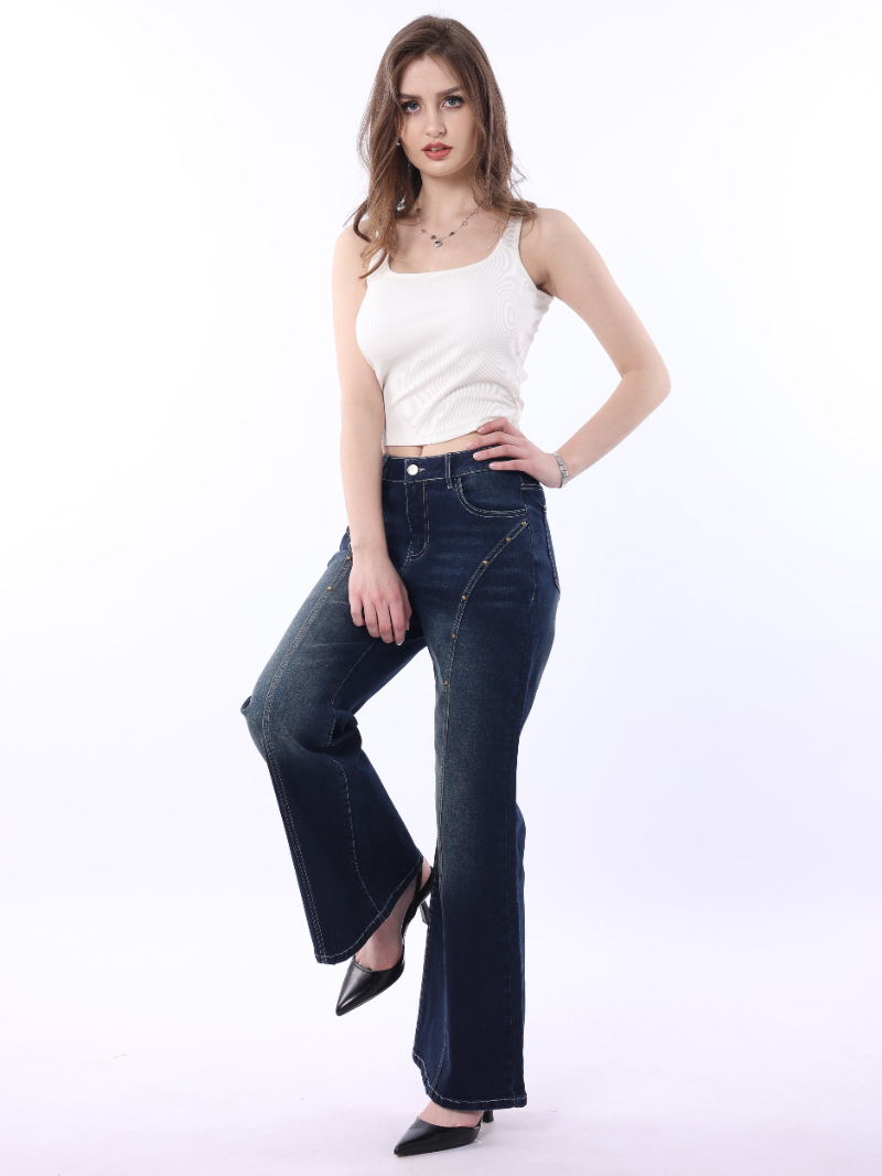 Cross-border 2025 nuevo comercio exterior europa y Estados Unidos ropa de mujer retro holgada micro trompe jeans mujeres casual versátil mop pants pic 13