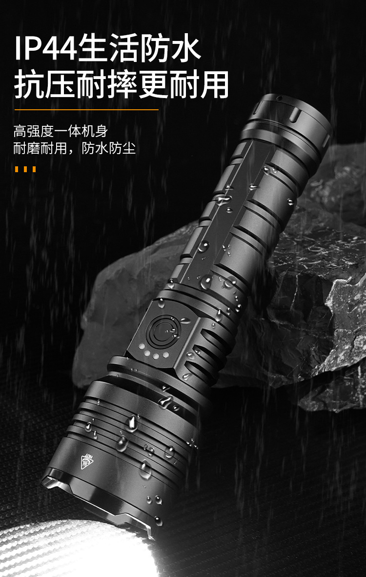 跨境新款苍龙白激光LED照明手电筒充电变焦户外远射大功率超亮强详情15