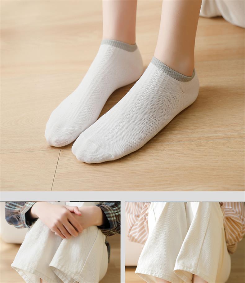 銮苑季短袜子全纯色棉女春夏浅口日系条纹硅胶防滑隐形船袜女批发详情45