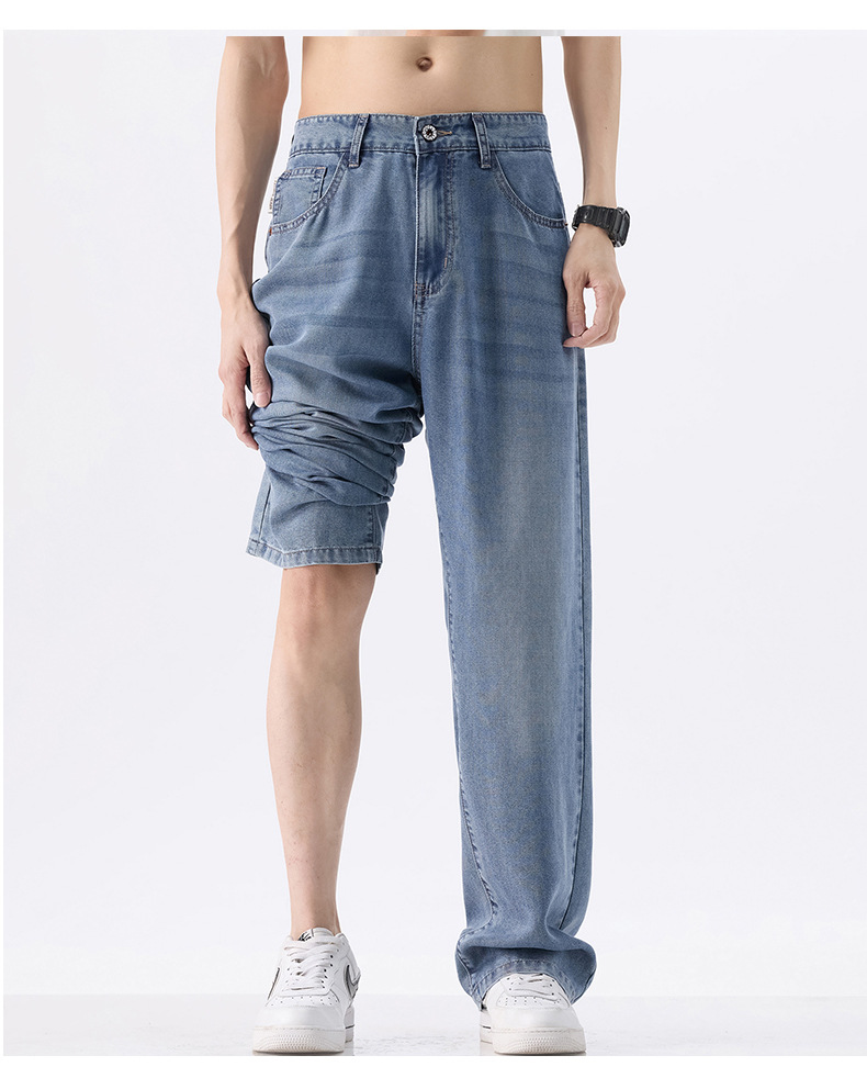 2025天丝牛仔裤男款夏季新款薄款直筒阔腿莱赛尔男士冰丝休闲裤子详情18