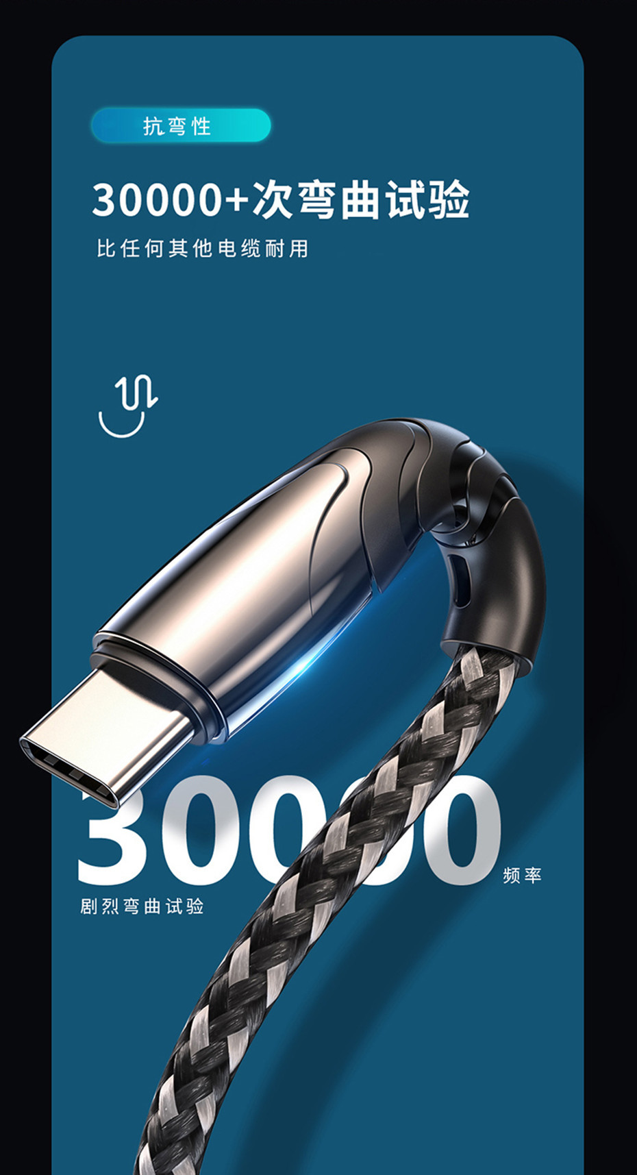 锌合金数据线适用安卓TYPE-C苹果手机USB中性5A快充电线厂家直销详情11