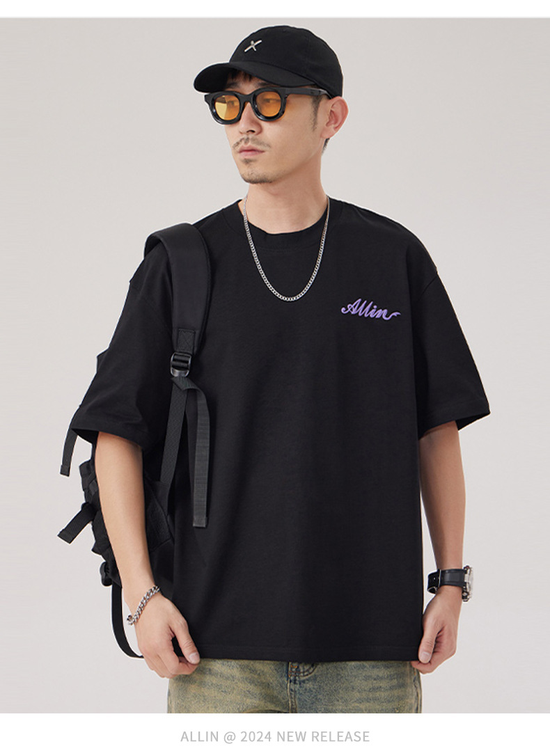 The 2025 summer new half-sleeved T-shirt for men is a trendy and versatile short-sleeved American retro printed loose round-neck T-shirt pic 37