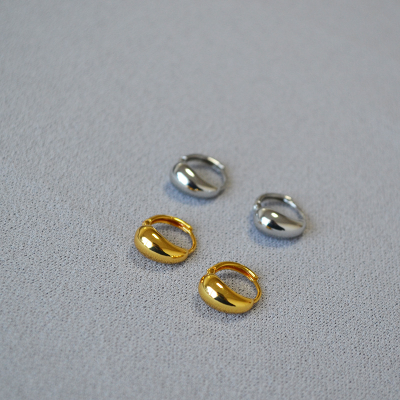 韩版时尚小众日常简约精致黄铜镀金小巧迷你水滴造型耳扣耳环耳饰详情1