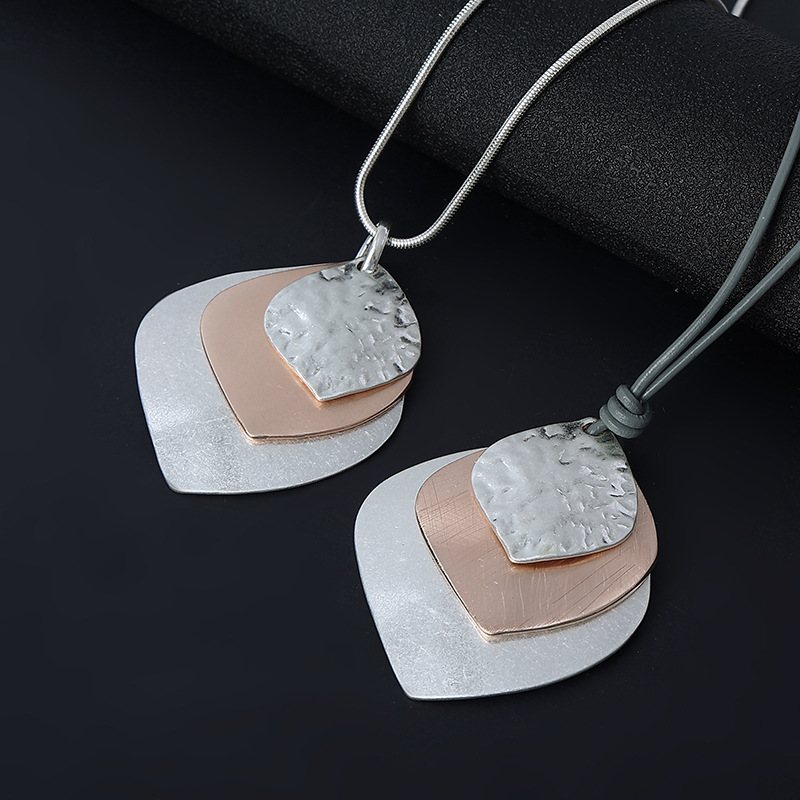 跨境饰品亚马逊爆款热卖项链欧美风时尚几何金属女混色长款毛衣链详情9