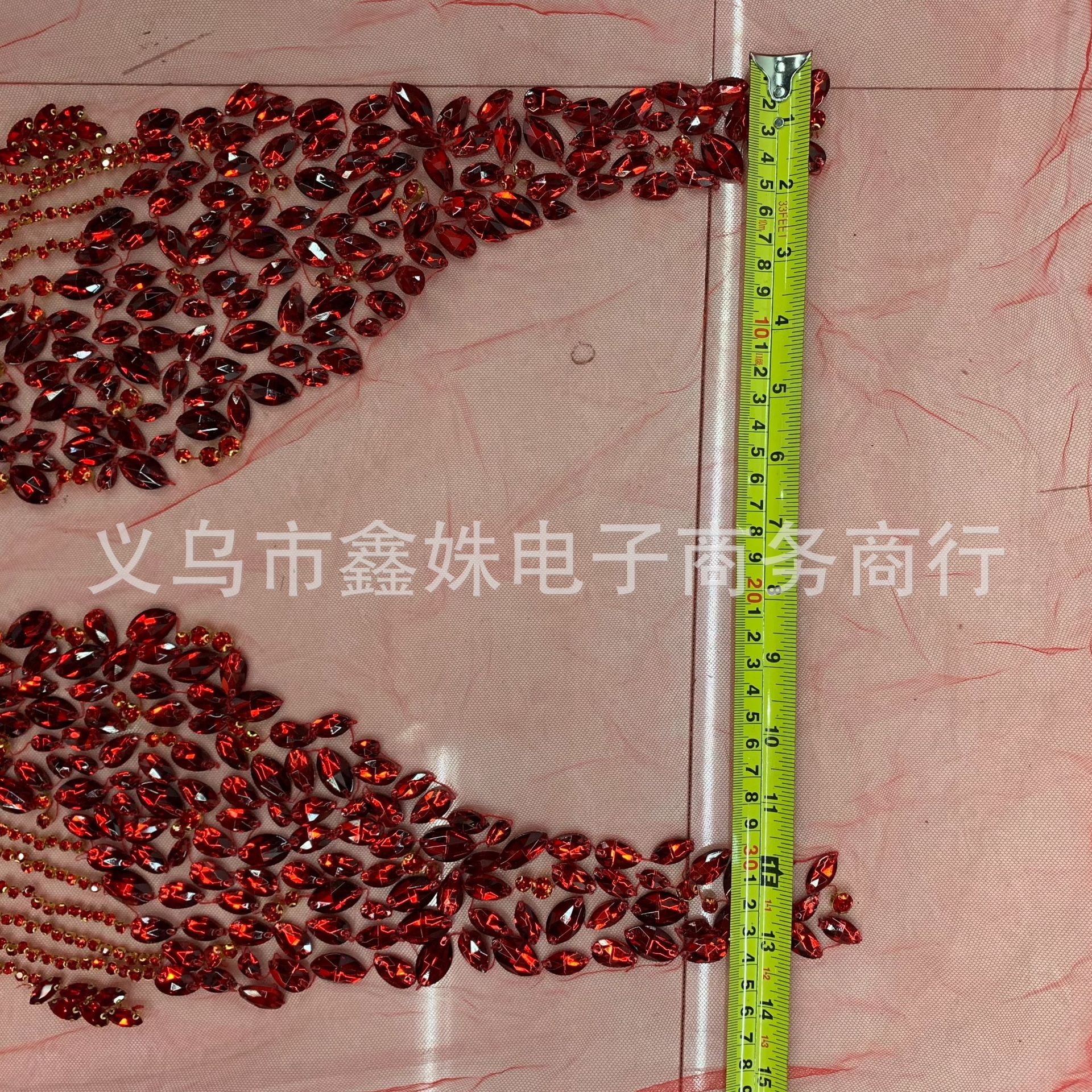 Red large-sized, super-heavy, luxurious large diamond, hand-stitched beads, luxury wedding dress and evening gown, glass rhinestone cut pieces, clothing accessories pic 17