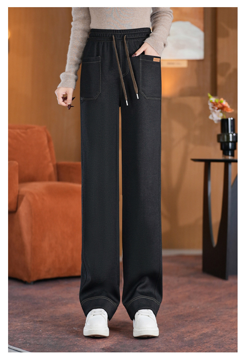 秋冬直筒休闲裤女士2025年秋冬新款高腰宽松显瘦薄款窄版阔腿裤子详情8