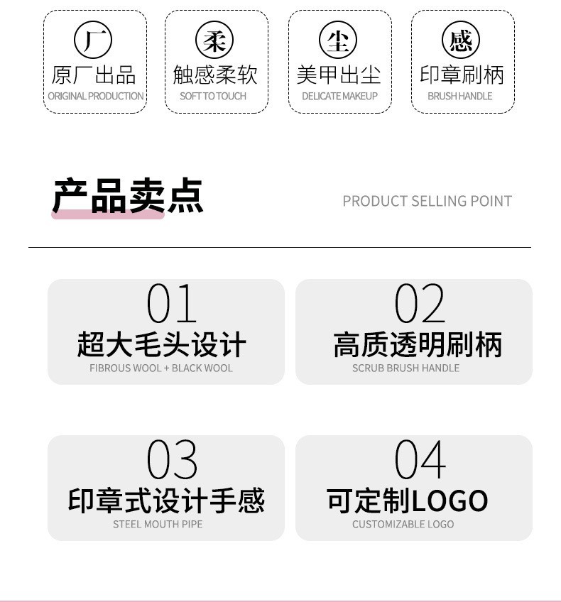 新款单支美甲粉尘散粉刷粉底刷化妆刷美妆工具蘑菇头跨境软毛详情5