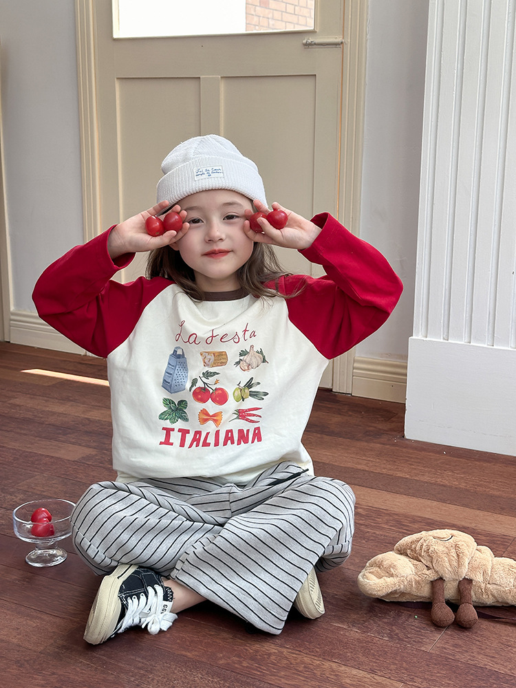 2024秋季新款儿童秋装长袖T恤上衣女童宝宝230克卡通插肩打底衫潮详情30