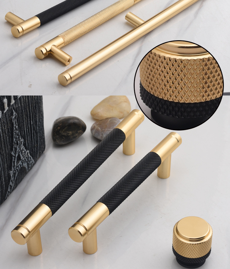 金色双色柜门拉手简约轻奢衣柜抽屉把手橱柜酒柜欧式电视柜手柄详情11