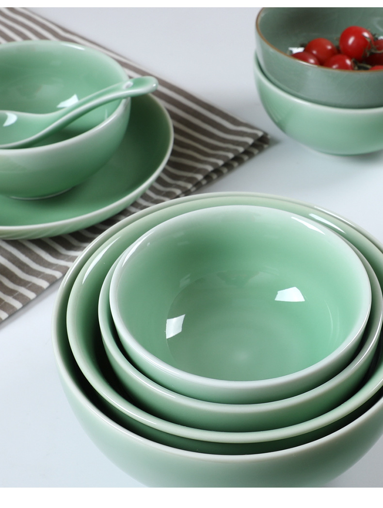 陶瓷碗厂家直销高颜值饭碗家用米饭碗青瓷中式餐具新中式创意青瓷详情10