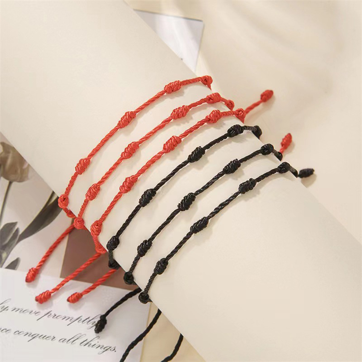 Cross-border best-selling fashionable 7-knot lucky bracelet, simple and individual, hand-woven adjustable couple friendship bracelet cover pic 2
