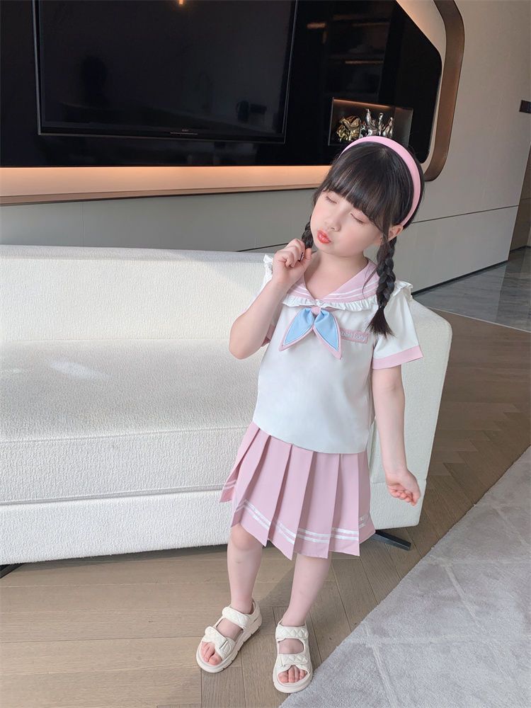 女童学院风套裙夏季儿童JK套装2025新款洋气女孩衬衫百褶裙两件套详情6