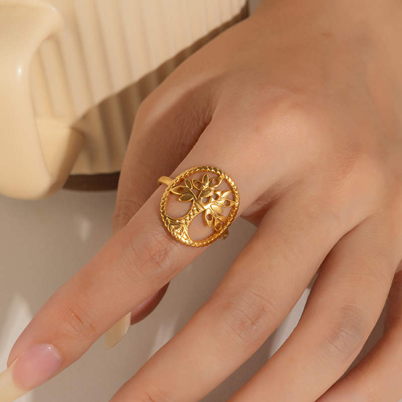 欧美时尚ins风简约钛钢戒指18k镀金不规则几何不锈钢女士饰品热销详情6