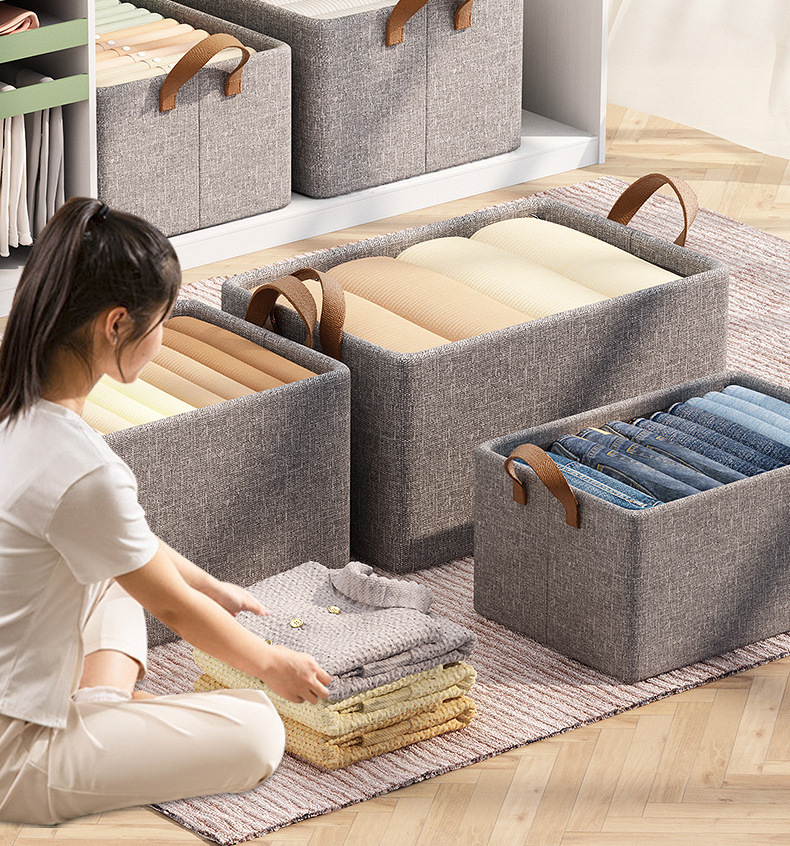 收纳分层卧室收纳柜布艺家用分格折叠裤子收纳盒收纳筐衣服收纳箱详情17