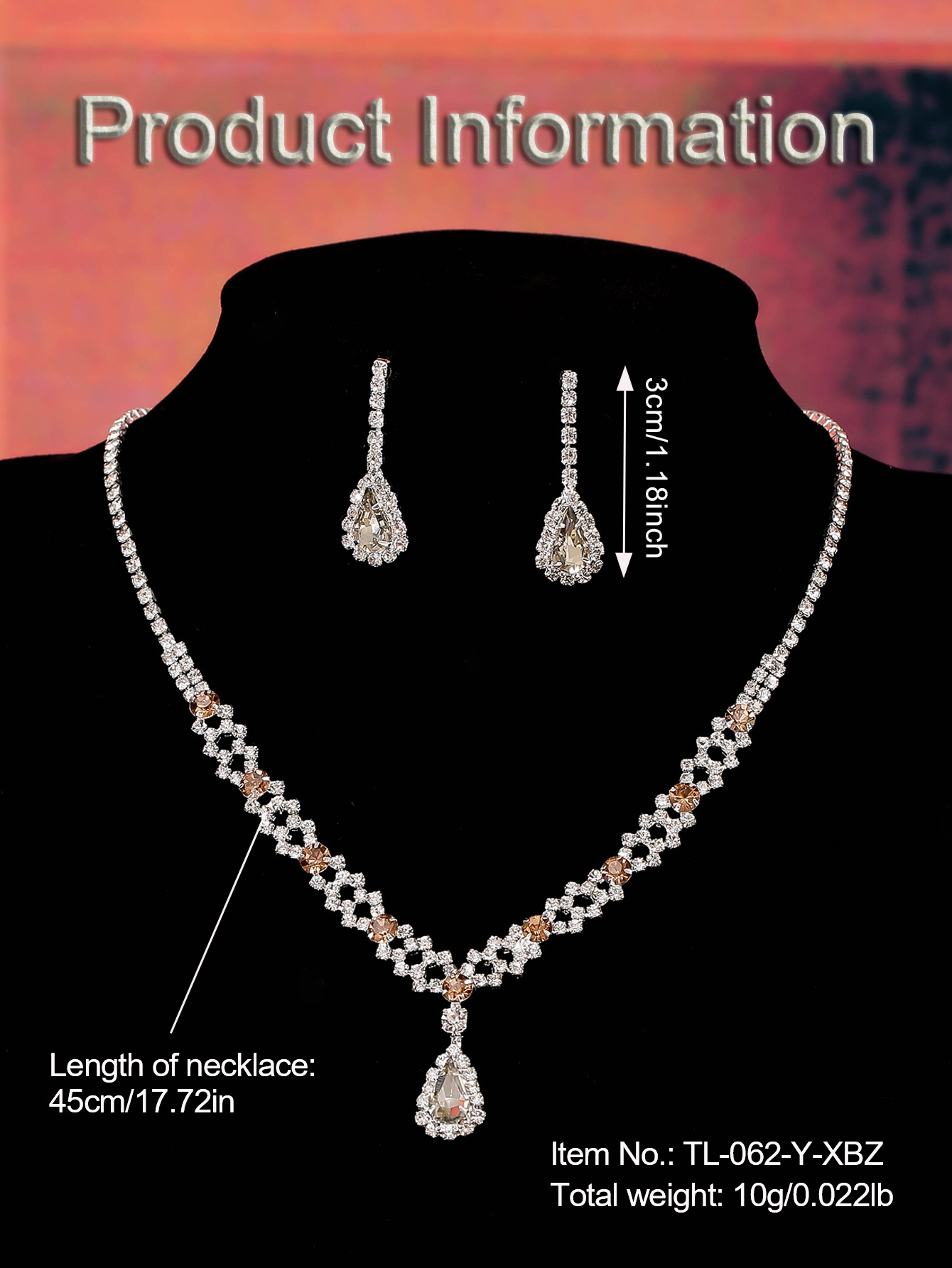 Cross-border best-selling exquisite claw chain necklace, earring set, two-piece set, water drop neck chain, collarbone chain, dinner accessories for women pic 2