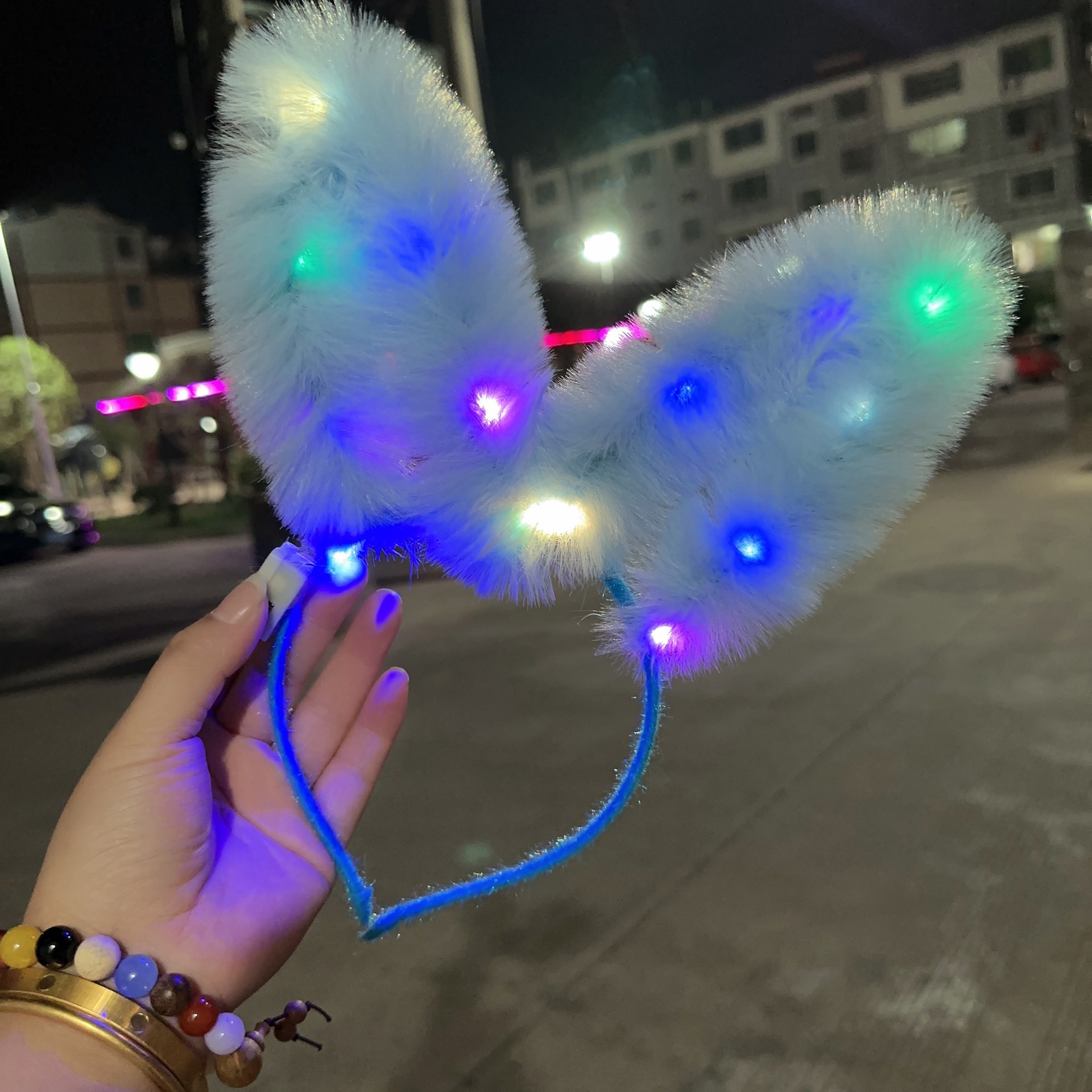 New 14-lamp Furry Rabbit Ear headband, plush rabbit ears · Sparkling Fairy headwear pic 6