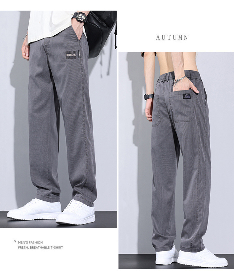 啄木鸟冰丝休闲裤子男士夏季薄款潮牌宽松天丝柔软牛仔五分长裤详情18