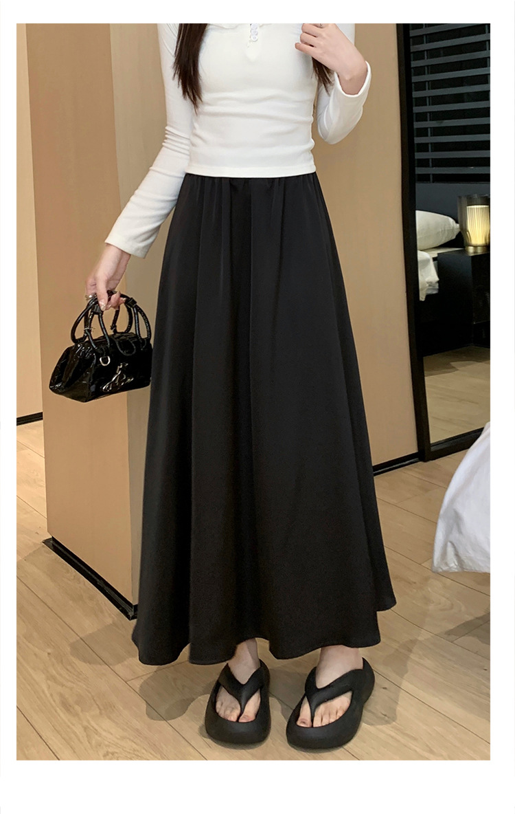 French acetate satin half skirt for women 2024 Spring/Summer pleated long skirt with elastic and tight waist, A-line large swing umbrella skirt pic 46