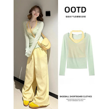 Tie-dyed ice silk cotton linen Chinese-style thin wide-leg pants for women, sun protection, summer drape, loose straight-leg high-waisted Chinese-style Yamamoto pants pic 17