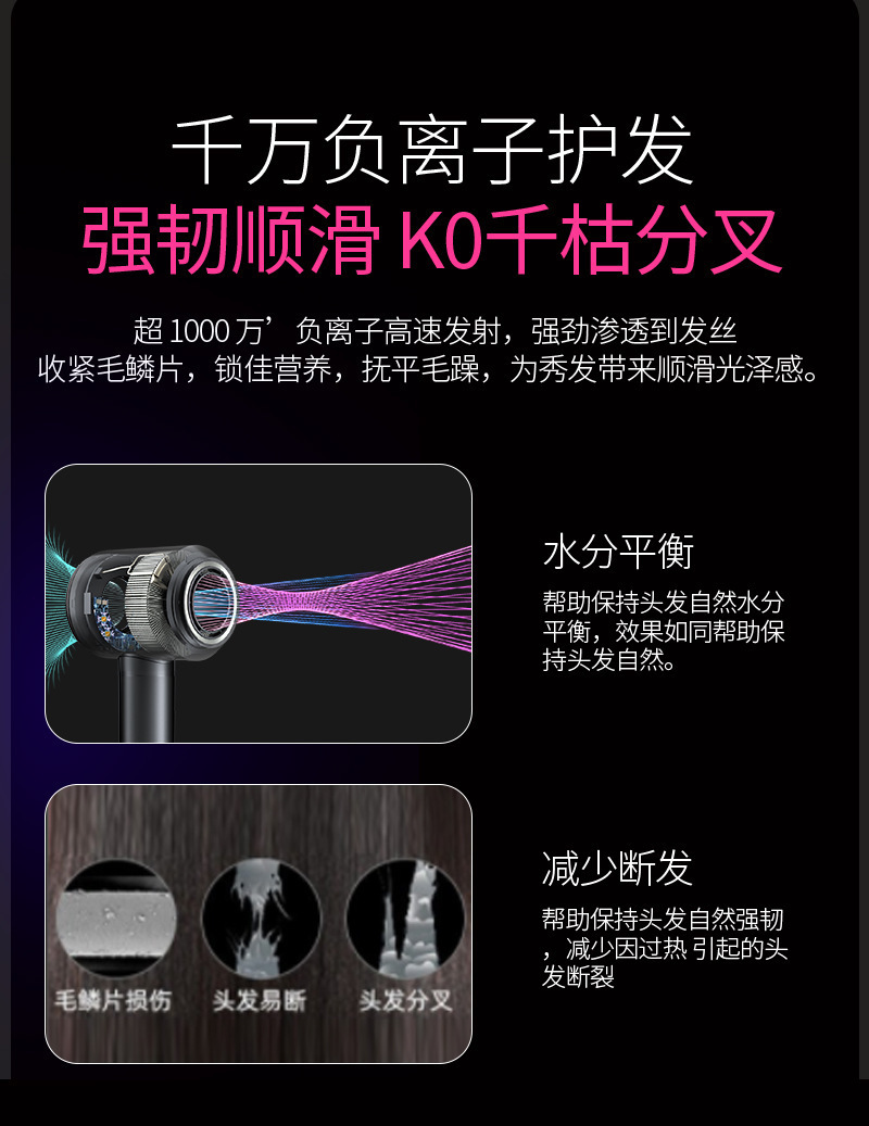 某森无叶高速电吹风机大功率不伤发家用静音Hairdryer详情9