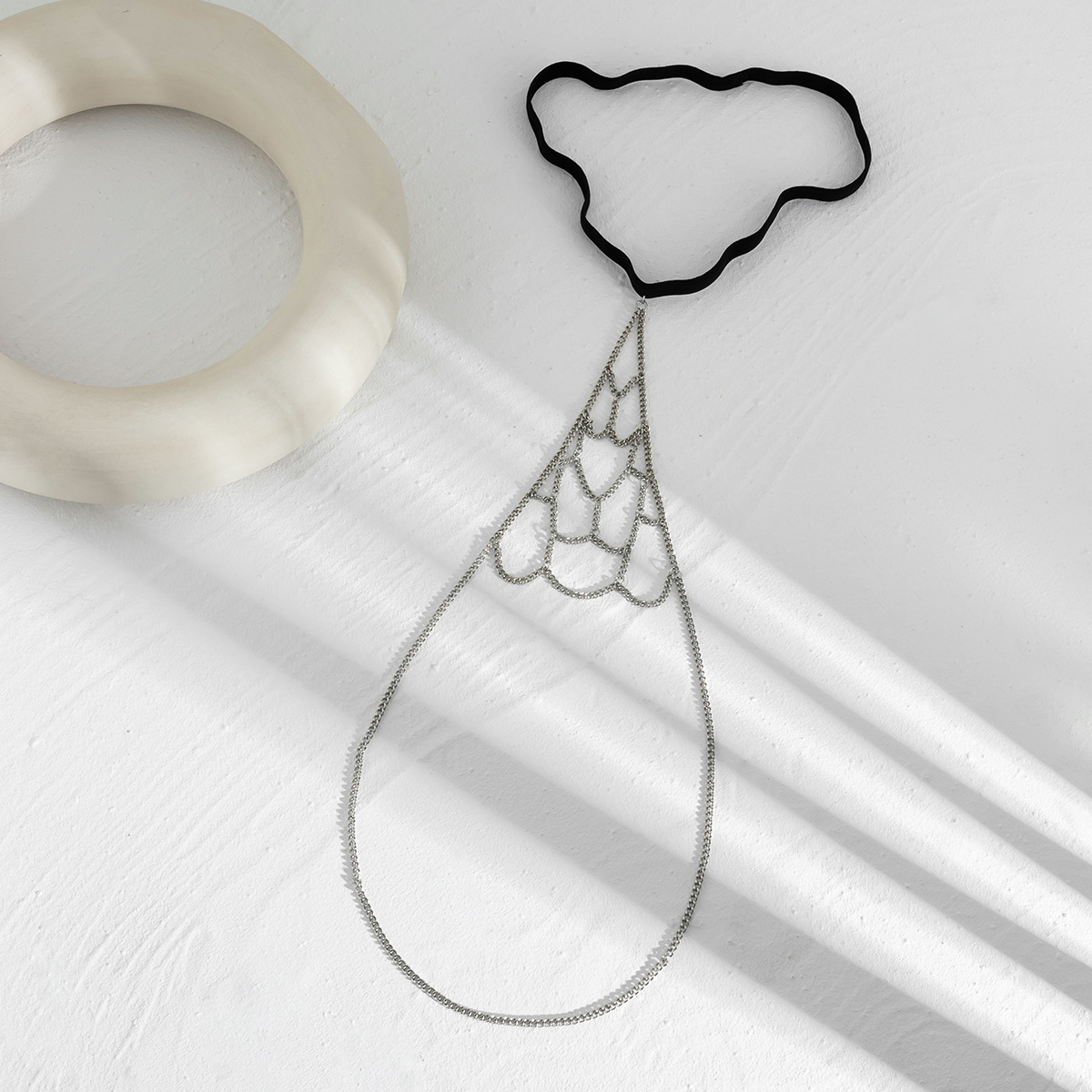 欧美跨境饰品性感链条金属腿环休闲身体链弹力带流苏辣妹大腿链详情13