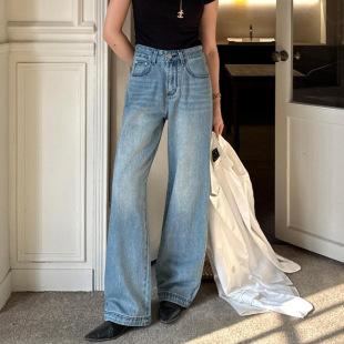 云长 天丝莱赛尔棉牛仔裤女2025秋季新款直筒裤子休闲长裤 K0007详情3