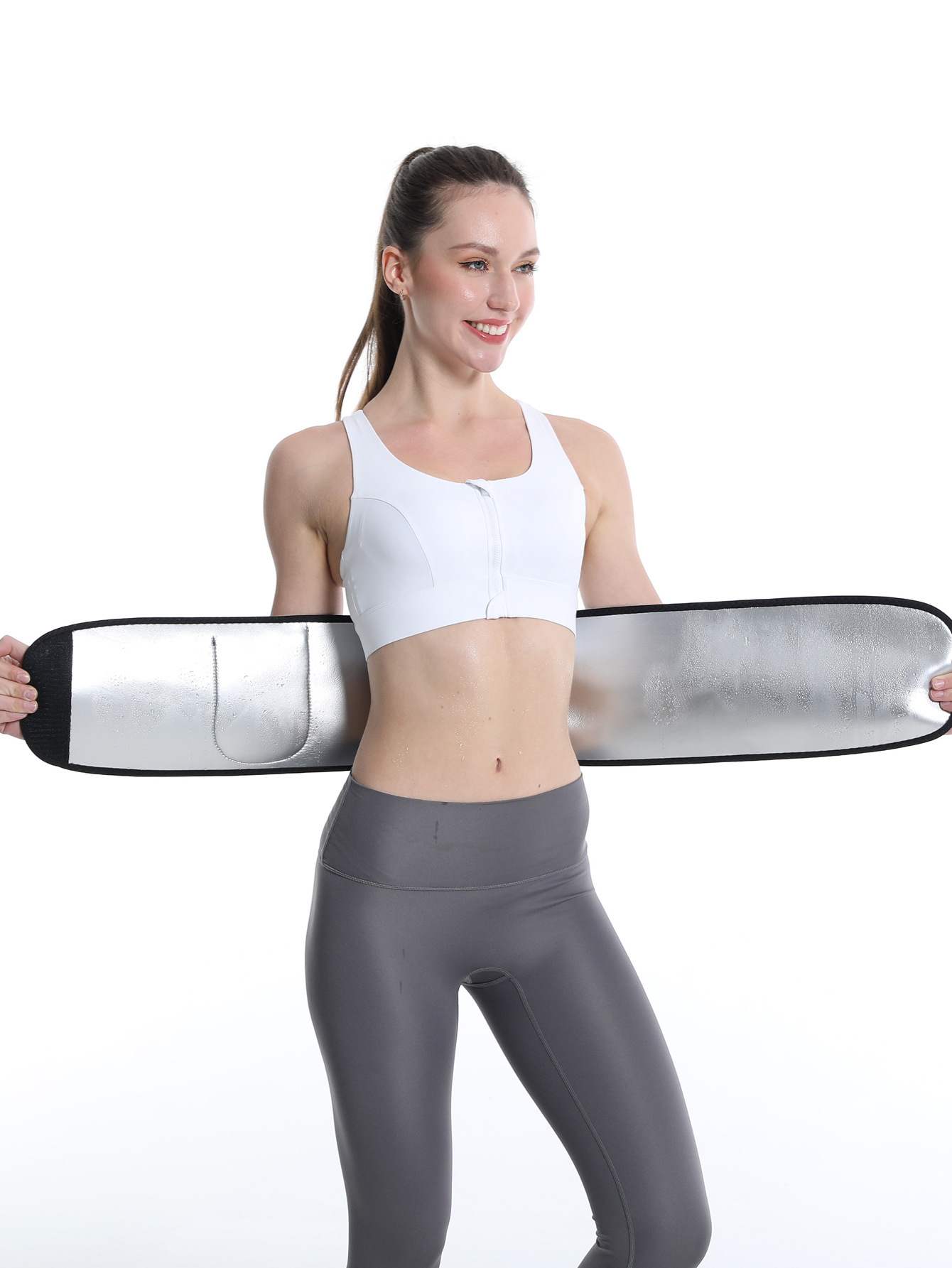 X Cross-border best-selling abdominal tightening belt, sauna sweat-absorbing belt, body-shaping belt, mobile phone bag, silver ion waist seal belt pic 14