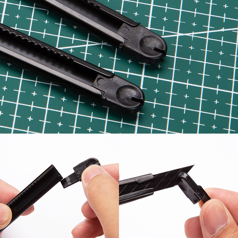 美工刀不锈钢黑色小刀小号壁纸刀金属裁纸刀加厚刀片拆快递神器详情2