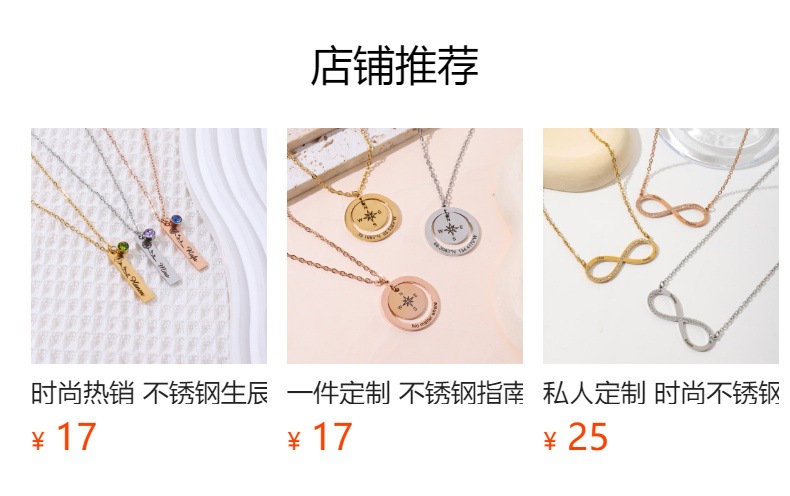 时尚简约 不锈钢十二生辰花圆牌项链 DIY生辰石英文字母钛钢圆片详情1