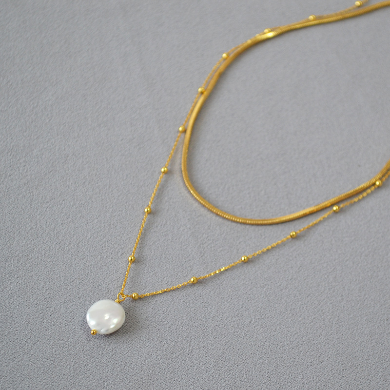 白百何李一桐巴洛克珍珠项链女叠戴蛇骨链设计高级感锁骨链详情8