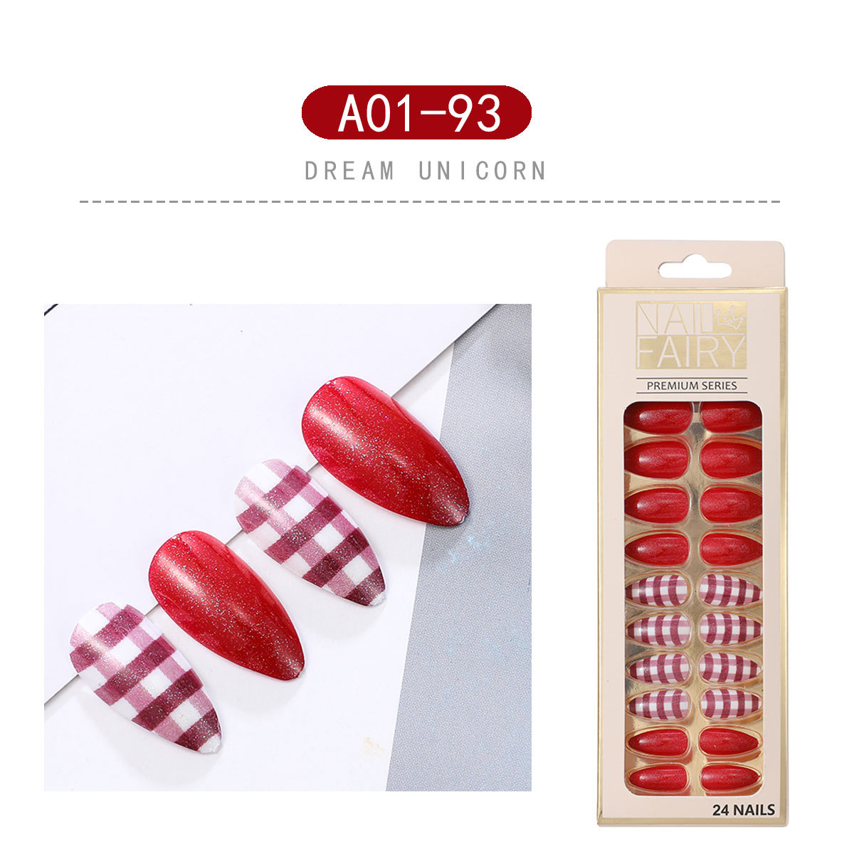 New striped nail tips, 24 pieces of finished nail tips, detachable teardrop nails, wearable nail false nails pic 12