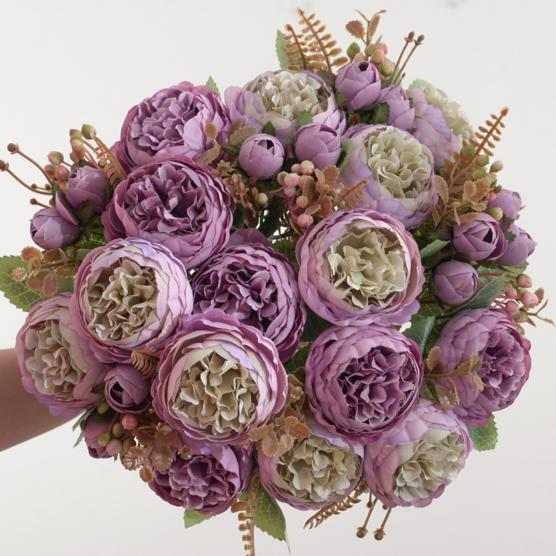 仿真花假花束 7叉欧式洋牡丹 家居婚庆装饰花瓶插花绢花玫瑰芍药详情15