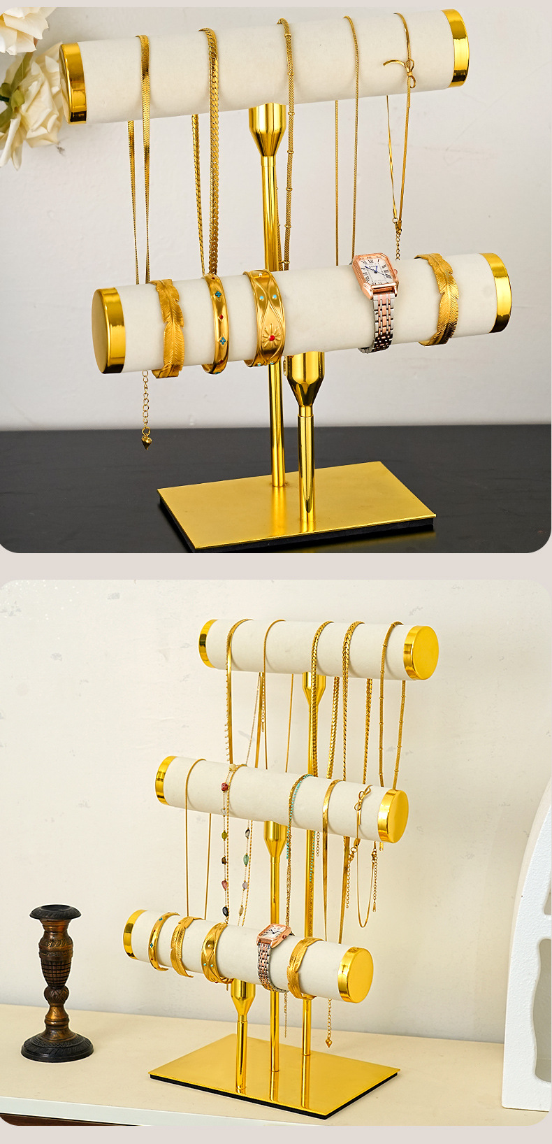 新款简约不锈钢手链展示架高级感手镯手链首饰架饰品金属陈列架详情11