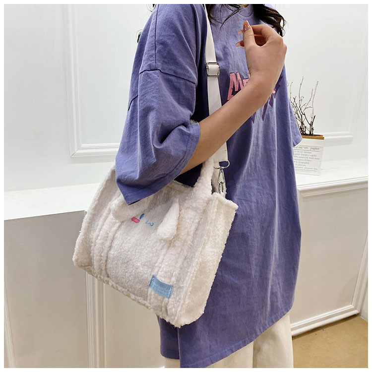 可爱库洛米毛绒手提包包女2024新款大容量百搭通勤学生上课托特包详情21