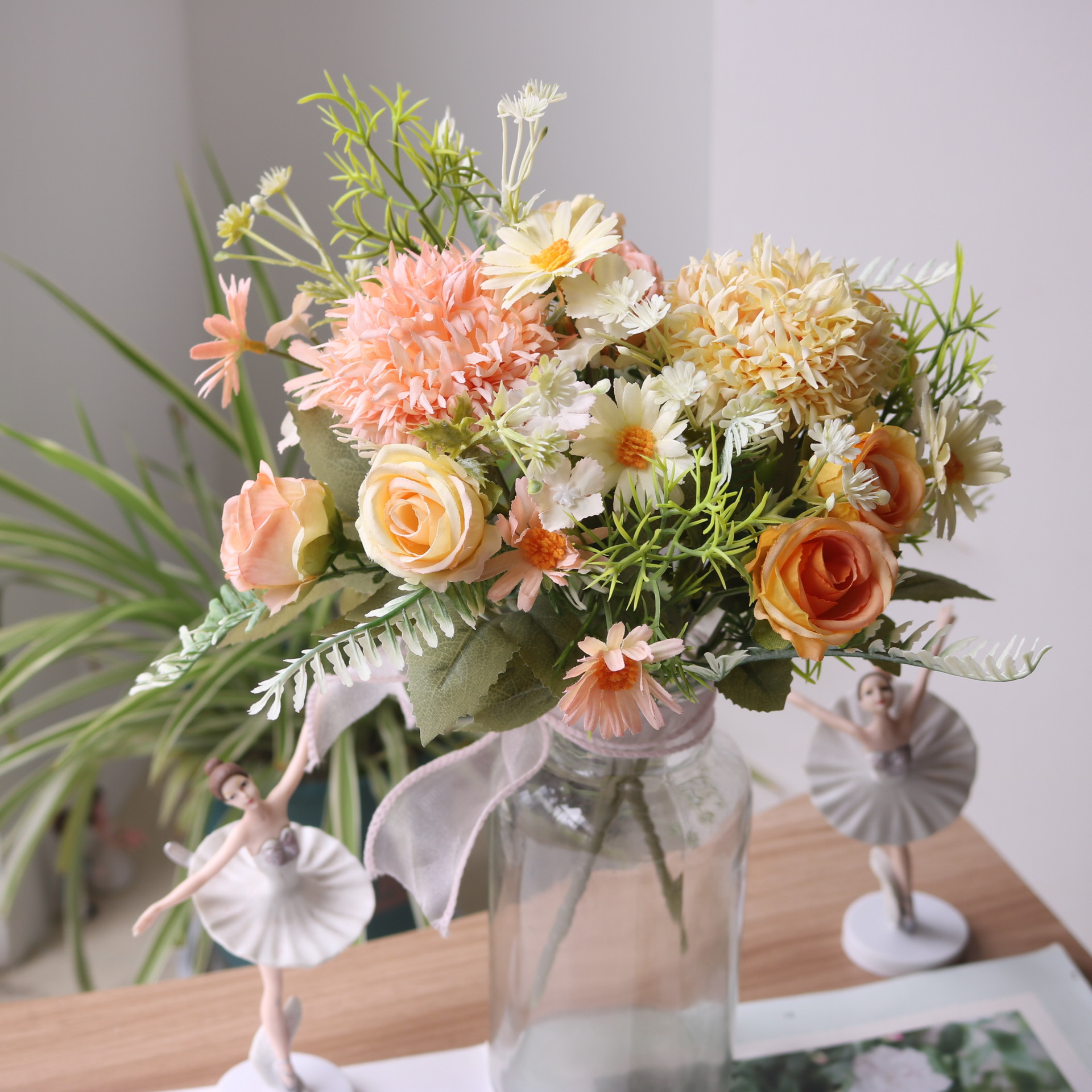 仿真花刺球玫瑰组合森系田园雏菊小把束家居装饰手工帽子头饰配件详情8