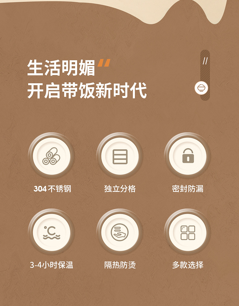 多层304不锈钢保温饭盒带饭便携防漏上班族食堂成人学生打饭套装详情2