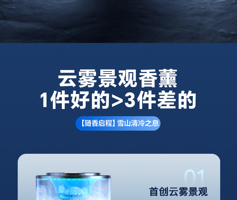 爆破云雾智能车载香薰喷雾香水高档新款持久摆件2024款景观香薰详情2