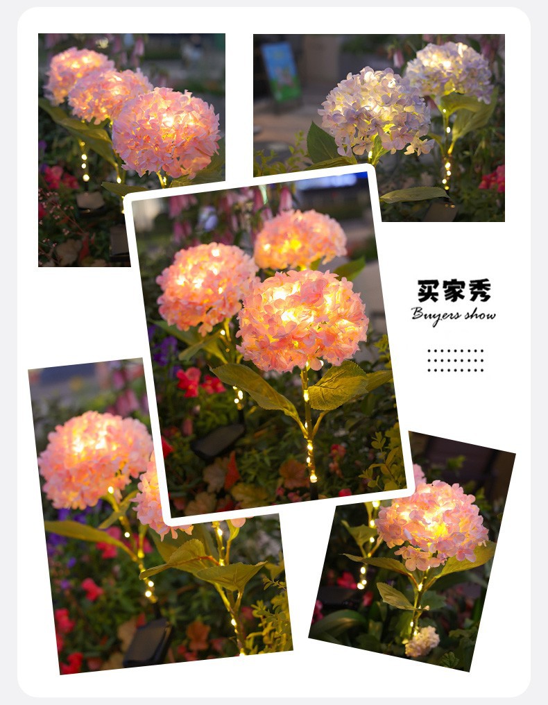 New solar-powered garden lamp, outdoor waterproof garden balcony decoration and landscaping, outdoor ground lawn hydrangea lamp pic 6