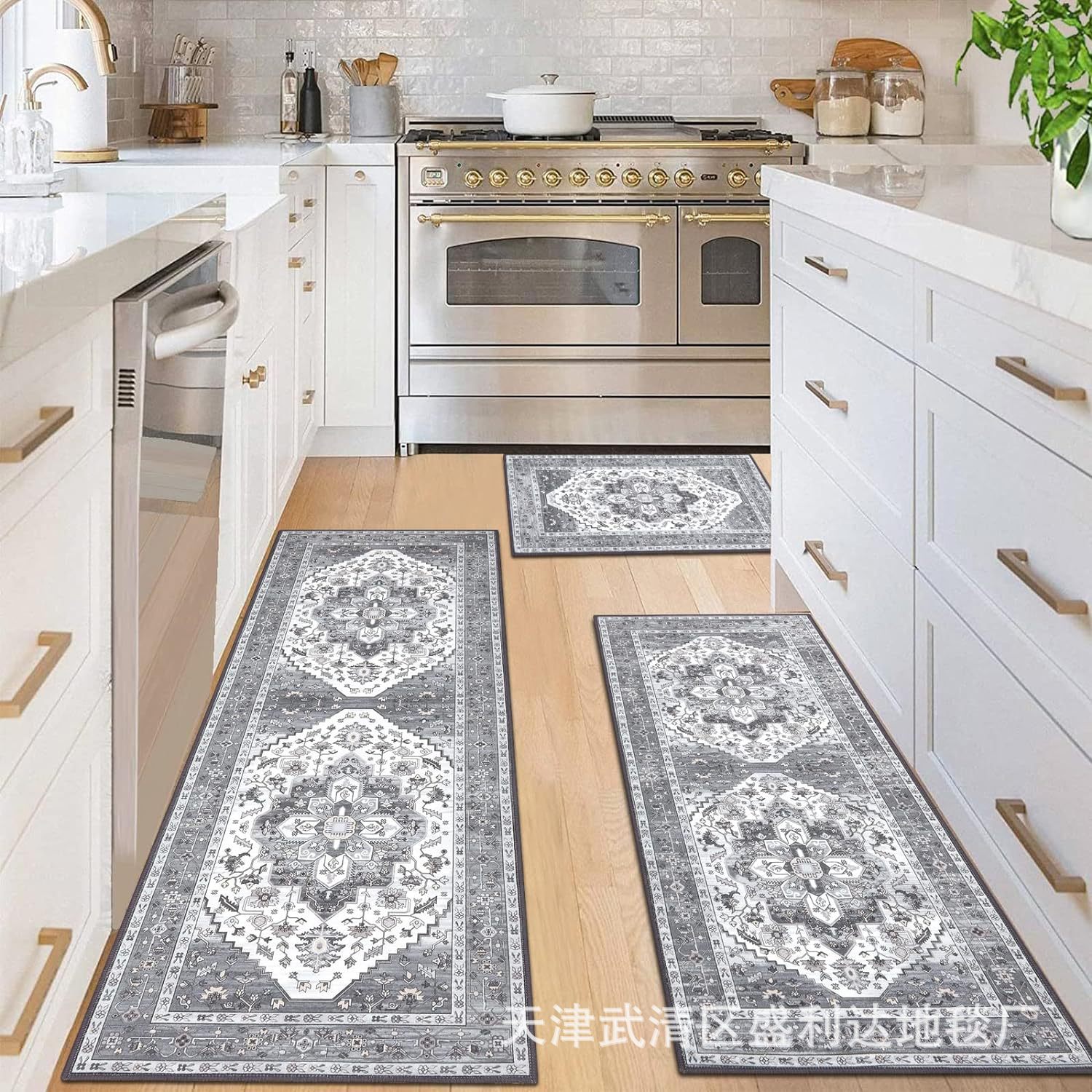 American retro Persian kitchen mat, oil-absorbing and anti-slip combination long strip floor mat, household entrance floor mat in stock pic 7
