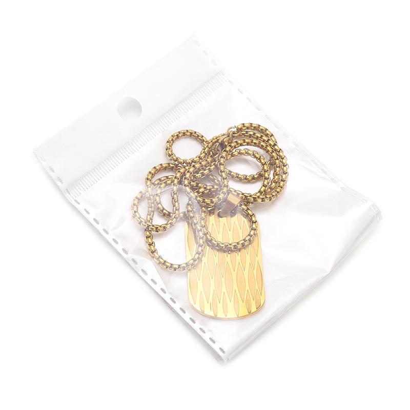 European and American accessories: Stainless steel water ripple military brand geometric square pendant necklace, cross-border light luxury European and American military brand necklace pic 8