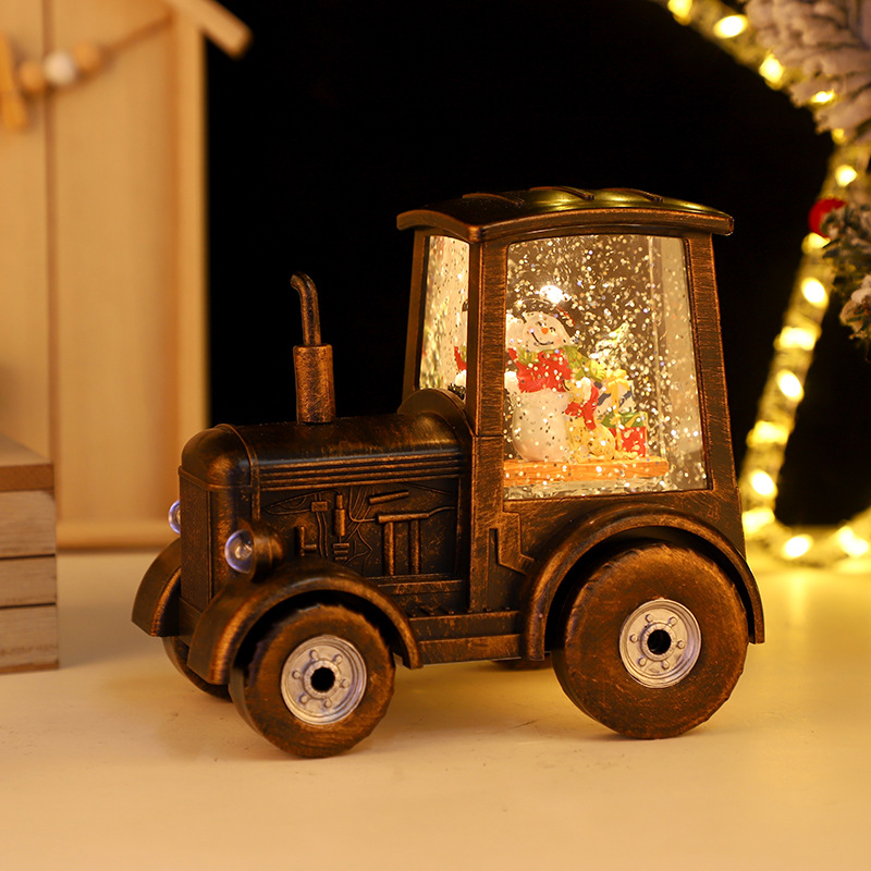 New Christmas steam car decoration: Glowing water-filled small wind lamp, desktop ornament, replaceable battery, music box pic 6