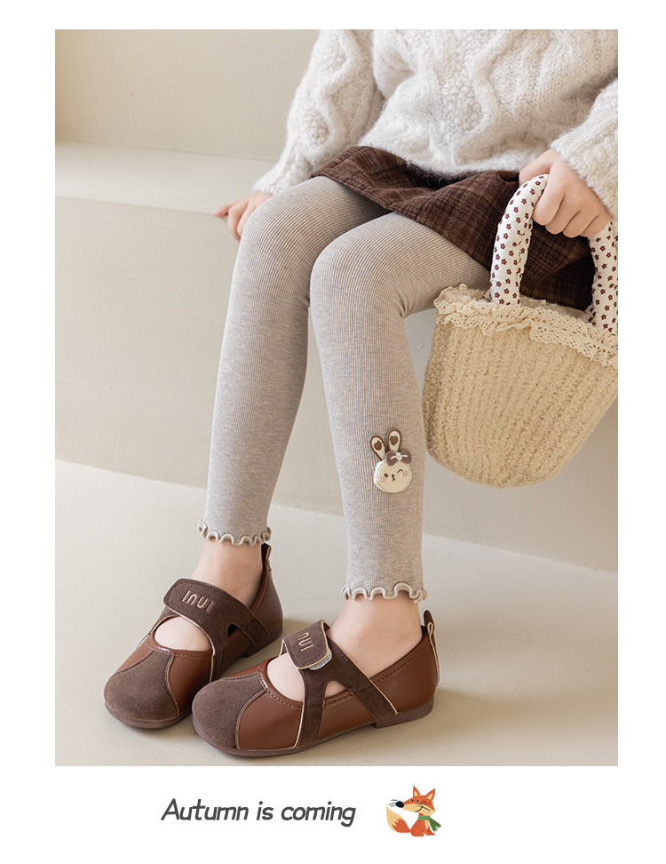 女童打底裤春秋可爱兔韩版修身高弹力竖条纹外穿韩版宝宝长裤大童详情14