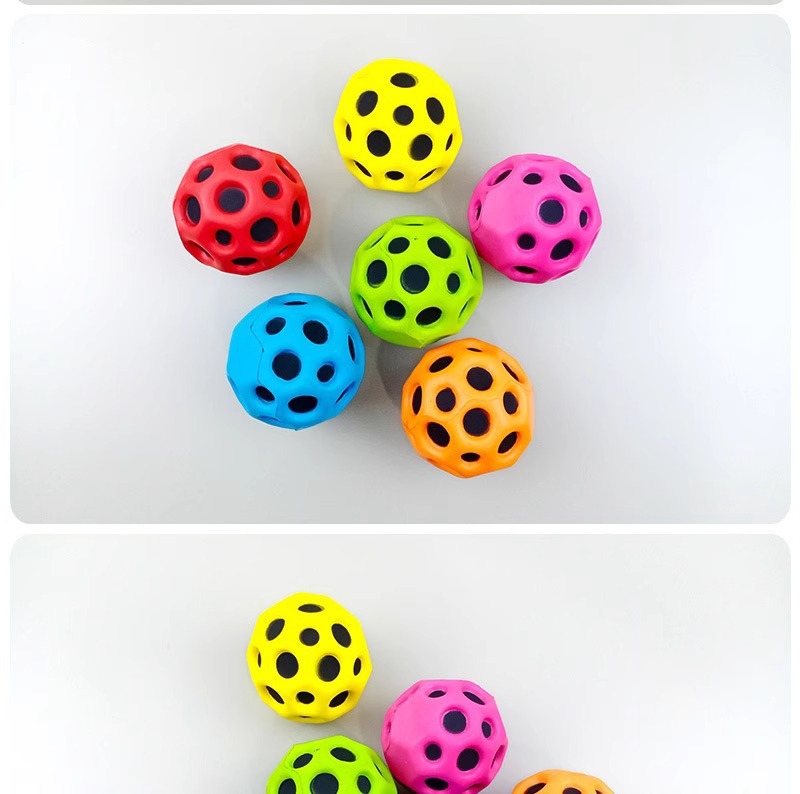 Luminous flashing light elastic ball, high-elasticity PU ball, student stress relief and release, moon hole ball, cross-border best-selling toys wholesale pic 10