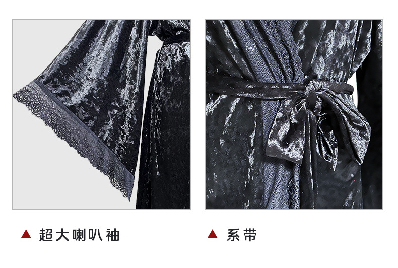 Factory direct sales of velvet and lace patchwork home wear series, sexy V-neck slit nightgowns, halter nightgowns in multiple styles pic 8