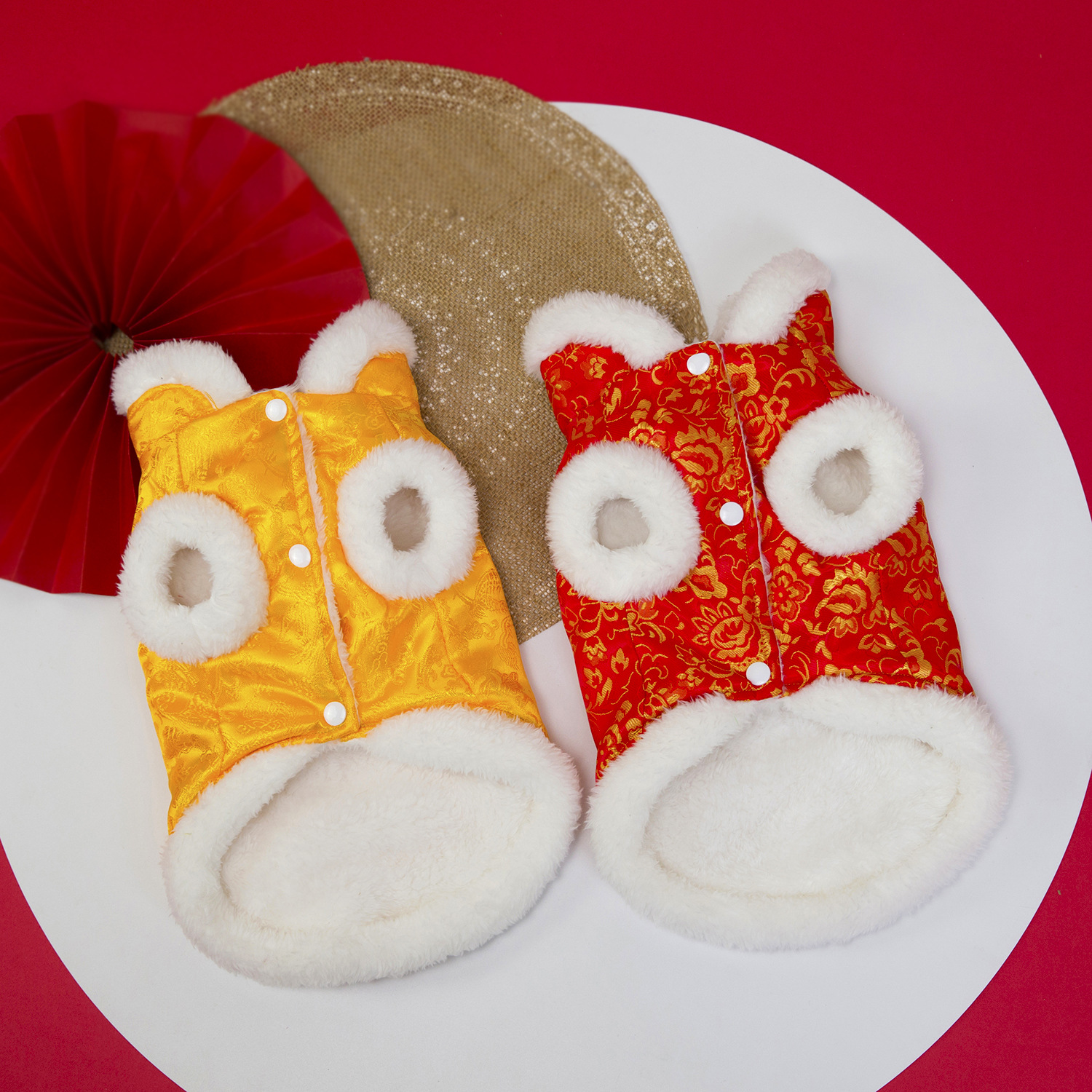 Pet clothing, dog clothes, autumn and winter festive outfits, new pet New Year outfits, Tang suits, 25 peony embroidery Tang suits, cotton-padded jackets pic 4