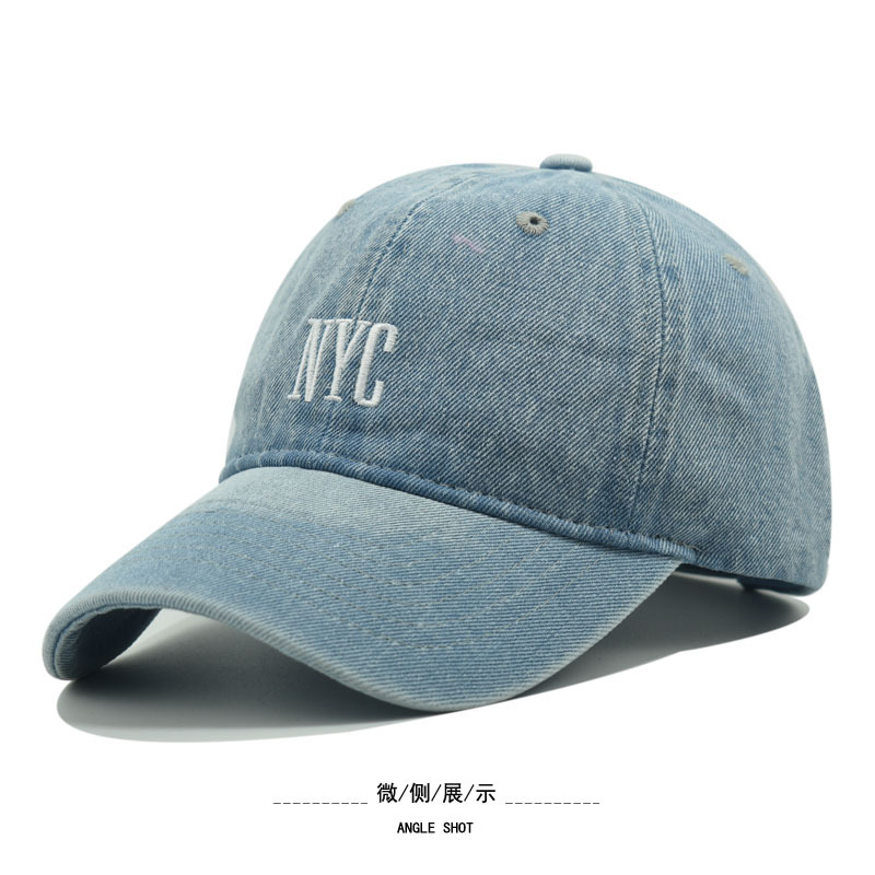 外贸NYC刺绣男女复古鸭舌帽 水洗牛仔棒球帽 绣花做旧户外遮阳帽 成人帽款时尚潮流详情3