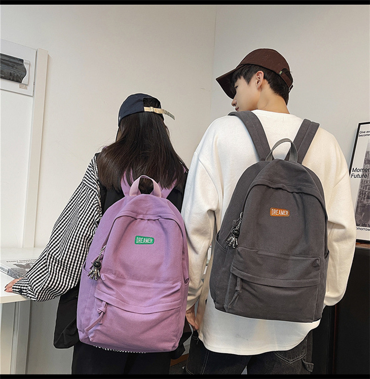 简约纯色休闲大容量背包大学生书包ins高颜值双肩包轻便旅行背包详情17