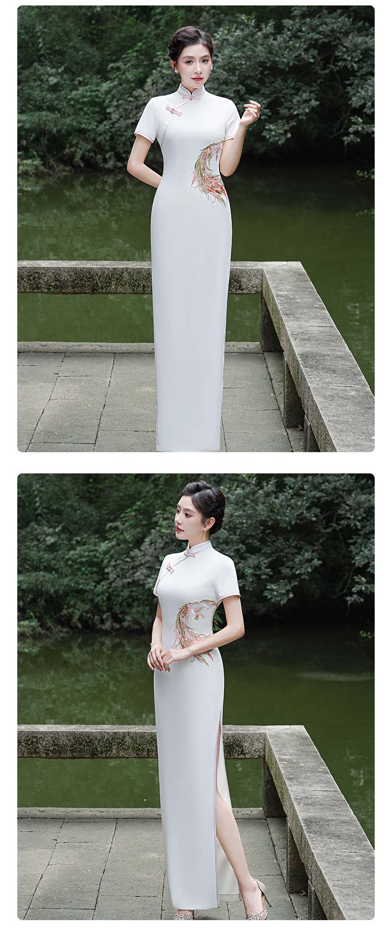 New Chinese trend waist-cinching artistic performance cheongsam fresh girl improved Chinese style long elegant cheongsam 鸾凤 harmony pic 8